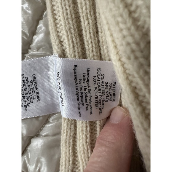 Womens Eddie Bauer Ivory Insulated Wool Blend CableKnit Sweater Vest Full Zip  M - Picture 7 of 13